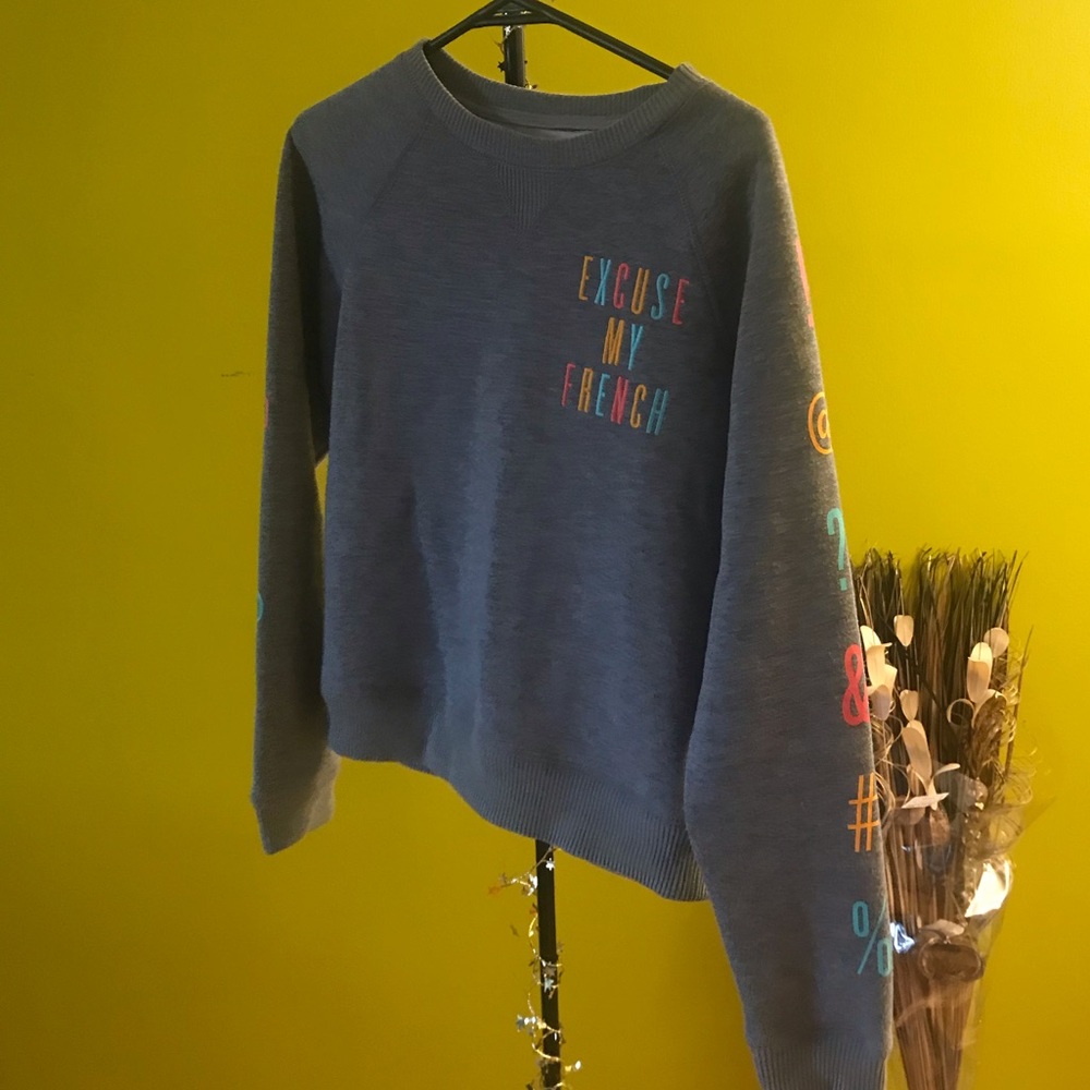 Grey “Excuse My French” Sweater